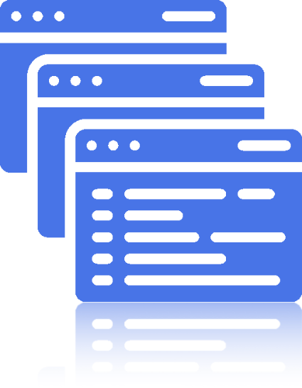 Stack of reports blue icon